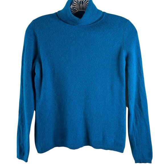 Peacock Blue 100% Cashmere Turtleneck Sweater by Charter Club Size Small - Picture 2 of 6